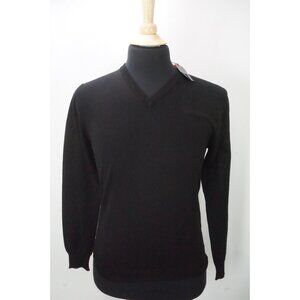 Isaia Napoli Scollo V Solid Black 100% Wool V Neck Sweater Sz S BRAND NEW W/Tags